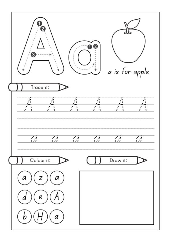 Alphabet Tracing & Coloring Worksheets